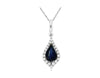 .62CT DIAMOND & AAA SAPPHIRE 14KT WHITE GOLD PEAR SHAPE & ROUND FLOATING PENDANT