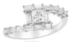ESTATE 1.01CT DIAMOND 18KT WHITE GOLD PRINCESS & BAGUETTE CRISS CROSS LOVE RING