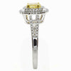 .90CT WHITE & FANCY YELLOW DIAMOND 18KT 2 TONE GOLD OVAL & ROUND ENGAGEMENT RING