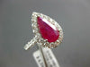 LARGE 3.0CT DIAMOND & AAA RUBY 14K WHITE GOLD PEAR SHAPE & ROUND ENGAGEMENT RING