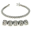 ESTATE 4.0CT DIAMOND 14KT WHITE GOLD 3D CLASSIC ROUND SEMI BEZEL TENNIS BRACELET