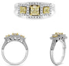 1.12CT WHITE & FANCY YELLOW DIAMOND 18KT TWO TONE GOLD 3D PRINCESS & ROUND RING