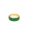 ESTATE 1.05CT AAA EMERALD 18K YELLOW GOLD 3D CLASSIC 4 ROW PAVE ANNIVERSARY RING