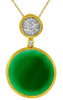 .14CT DIAMOND & AAA GREEN AGATE 14KT YELLOW GOLD 3D ROUND FUN FLOATING PENDANT