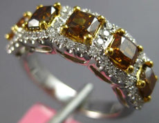 2.43CT WHITE & INTENSE FANCY ORANGE DIAMOND 18KT 2 TONE GOLD 3D ANNIVERSARY RING