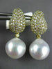 LARGE 2.58CT DIAMOND & AAA SOUTH SEA PEARL 18KT YELLOW GOLD 3D HANGING EARRINGS