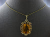 LARGE 12.0CT AAA CITRINE 14KT YELLOW GOLD CUSHION OPEN FILIGREE FLOATING PENDANT