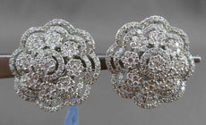 ESTATE LARGE 4.17CT DIAMOND 18K WHITE GOLD FLORAL FILIGREE CLIP ON EARRINGS