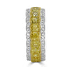 LARGE 6.27CT WHITE FANCY YELLOW DIAMOND 18KT 2 TONE GOLD CUSHION ENGAGEMENT RING