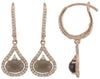 1.54CT DIAMOND & AAA SMOKY QUARTZ 14K ROSE GOLD 3D OVAL & ROUND HANGING EARRINGS