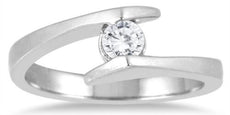 .20CT DIAMOND 14KT WHITE GOLD 3D CLASSIC ROUND SOLITAIRE CRISS CROSS LOVE RING