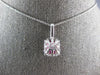 ESTATE 2.43CT DIAMOND & AAA RUBY 14K WHITE GOLD EMERALD CUT & ROUND HALO PENDANT