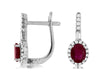 1.02CT DIAMOND & AAA RUBY 14KT WHITE GOLD OVAL ROUND & BAGUETTE HANGING EARRINGS