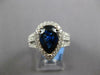 LARGE 3.4CT DIAMOND & AAA SAPPHIRE 14KT WHITE GOLD 3D PEAR SHAPE ENGAGEMENT RING