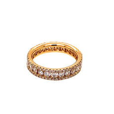 1.48CT DIAMOND 18KT YELLOW GOLD CLASSIC 3 ROW ETERNITY WEDDING ANNIVERSARY RING