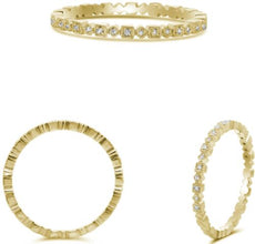 .03CT DIAMOND 14K YELLOW GOLD ROUND & SQUARE SETTING SEMI ETERNITY FILIGREE RING