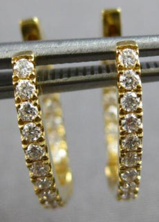 ESTATE .46CT DIAMOND 18K YELLOW GOLD 3D CLASSIC OVAL HUGGIE FUN HANGING EARRINGS