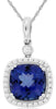 2.78CT DIAMOND & AAA TANZANITE 14KT WHITE GOLD 3D CUSHION & ROUND SQUARE PENDANT