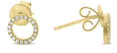 ESTATE .10CT DIAMOND 14K YELLOW GOLD 3D CLASSIC CIRCLE OF LIFE FUN STUD EARRINGS