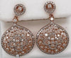 1.80CT DIAMOND 14K ROSE GOLD FLOWER OPEN FILIGREE TEAR DROP FUN HANGING EARRINGS