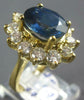 ESTATE LARGE 6.45CT DIAMOND & AAA SAPPHIRE 18KT YELLOW GOLD OVAL ENGAGEMENT RING