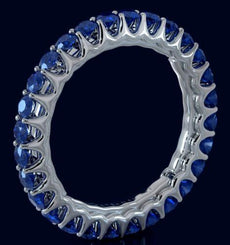 1.43CT AAA SAPPHIRE 14KT WHITE GOLD CLASSIC SHARED PRONG ETERNITY FUN LOVE RING