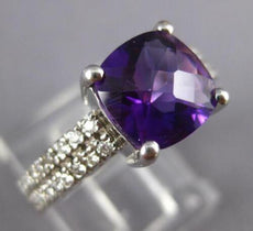 2.50CT DIAMOND & AAA AMETHYST 14KT WHITE GOLD 3D CUSHION & ROUND FUN RING #27355