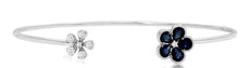 1.01CT DIAMOND & AAA SAPPHIRE 14KT WHITE GOLD PEAR SHAPE & ROUND BANGLE BRACELET