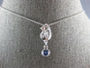 ESTATE 2.05CT DIAMOND & AAA SAPPHIRE 14KT WHITE GOLD SOLITAIRE FLOATING PENDANT