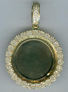 1.21CT DIAMOND 14KT YELLOW GOLD 3D CLASSIC ROUND CIRCULAR DISC FLOATING PENDANT