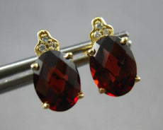 ESTATE 2.50CT DIAMOND & AAA GARNET 14KT YELLOW GOLD CLASSIC FLOWER STUD EARRINGS