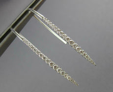 LONG .59CT DIAMOND 14KT WHITE GOLD 3D ELONGATED GRADUATING BAR HANGING EARRINGS