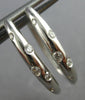 ESTATE .18CT DIAMOND 14K WHITE GOLD 3D CLASSIC ETOILE OVAL HOOP HANGING EARRINGS
