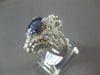 ESTATE LARGE 7CT DIAMOND & AAA SAPPHIRE 18K WHITE GOLD OVAL FLOWER COCKTAIL RING