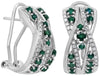 .85CT DIAMOND & AAA EMERALD 14KT WHITE GOLD 3D CRISS CROSS FUN CLIP ON EARRINGS