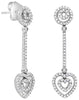 .64CT DIAMOND 14KT WHITE GOLD CLASSIC DOUBLE HEART CIRCULAR FUN HANGING EARRINGS
