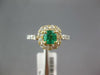 1.13CT DIAMOND & AAA EMERALD 14K 2 TONE GOLD SQUARE HALO FRIENDSHIP PROMISE RING