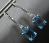ESTATE 4.23CT DIAMOND & AAA BLUE TOPAZ 14K WHITE GOLD LEVERBACK HANGING EARRINGS