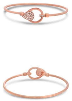 .19CT DIAMOND 14KT ROSE GOLD 3D ROUND DOUBLE TEAR DROP LOVE KNOT BANGLE BRACELET