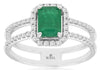 1.30CT DIAMOND & AAA EMERALD 14KT WHITE GOLD 3D EMERALD CUT HALO ENGAGEMENT RING