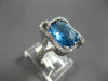 ESTATE LARGE 6.58CT DIAMOND & AAA BLUE TOPAZ 14KT WHITE GOLD 3D SQUARE FUN RING
