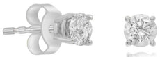 ESTATE .64CT DIAMOND 14KT WHITE GOLD 3D CLASSIC SOLITAIRE 4 PRONG STUD EARRINGS