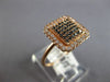 .44CT WHITE & BLACK DIAMOND 14KT ROSE GOLD CLUSTER SQUARE HALO OCTAGON FUN RING