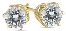 ESTATE .75CT DIAMOND 14KT YELLOW GOLD 3D CLASSIC ROUND SIX PRONG STUD EARRINGS