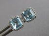 2.16CT DIAMOND & AAA AQUAMARINE 14K WHITE GOLD EMERALD CUT & ROUND STUD EARRINGS