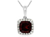 1.31CT DIAMOND & AAA GARNET 14KT WHITE GOLD 3D CUSHION & ROUND FLOATING PENDANT