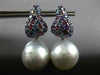 2.5CT AAA AMETHYST & RHODOLITE & SOUTH SEA PEARL 18K WHITE GOLD HANGING EARRINGS