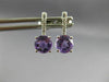 ESTATE .83CT DIAMOND & AAA AMETHYST 14KT WHITE GOLD 3D ROUND HANGING EARRINGS