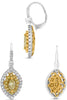1.78CT WHITE & FANCY YELLOW DIAMOND 18K 2 TONE GOLD 3D MARQUISE HANGING EARRINGS