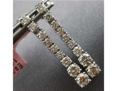 ESTATE 1.10CT DIAMOND 14KT WHITE GOLD ROUND CLASSIC JOURNEY BAR HANGING EARRINGS